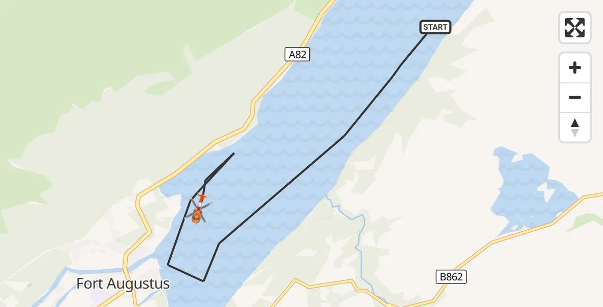 Flight route Coastguard Helicopter Loch Ness - Loch Ness, 06 September 2026, 15:09