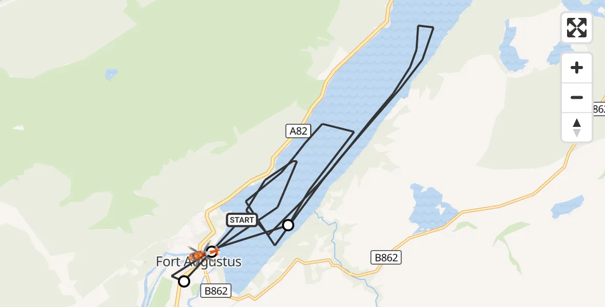 Flight route Coastguard Helicopter Loch Ness - Fort Augustus, 06 September 2026, 15:16