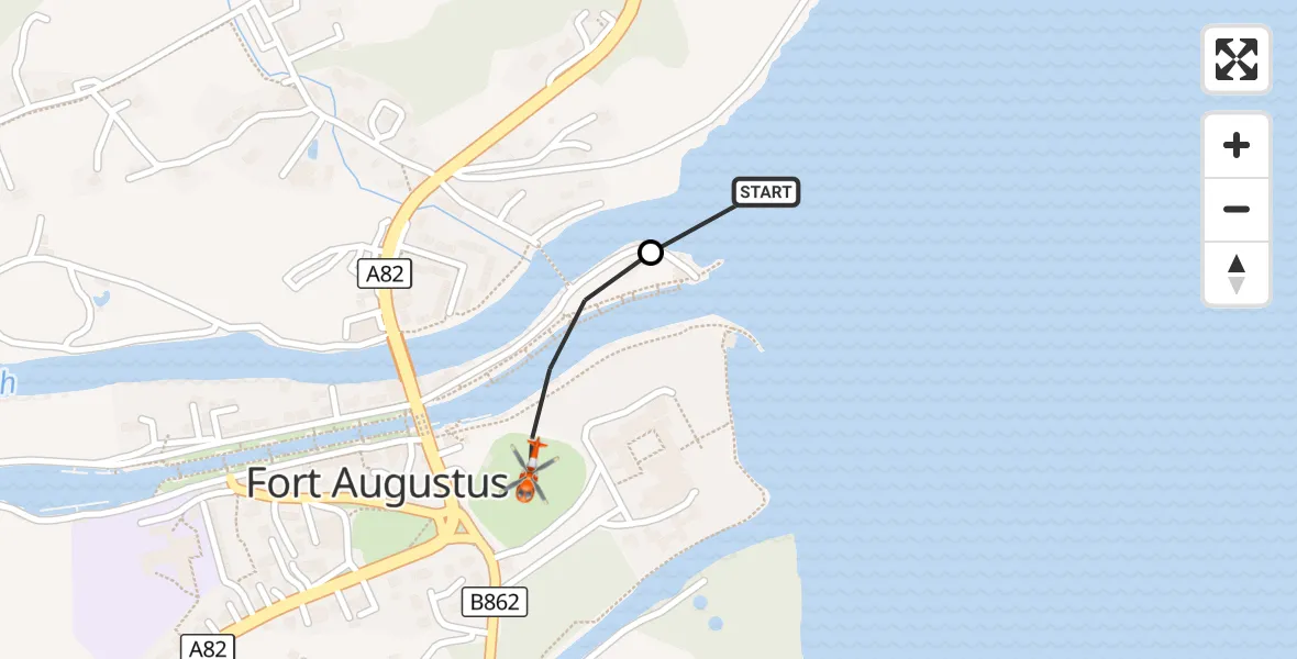 Flight route Coastguard Helicopter Loch Ness - Fort Augustus, 06 September 2026, 15:38