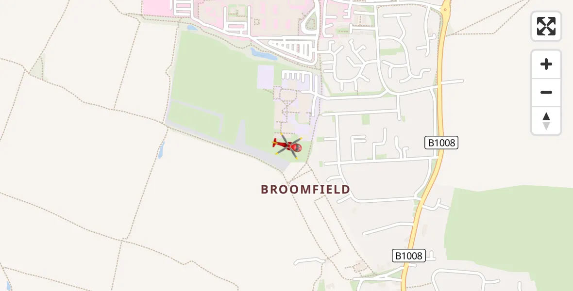 Flight route Air Ambulance Helicopter Broomfield Hospital - Broomfield Hospital, 06 September 2026, 17:24