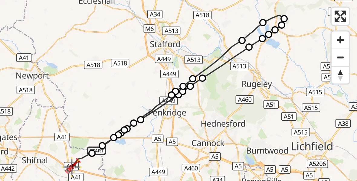 Flight route Air Ambulance Helicopter Tong - Tong, 06 September 2026, 17:45