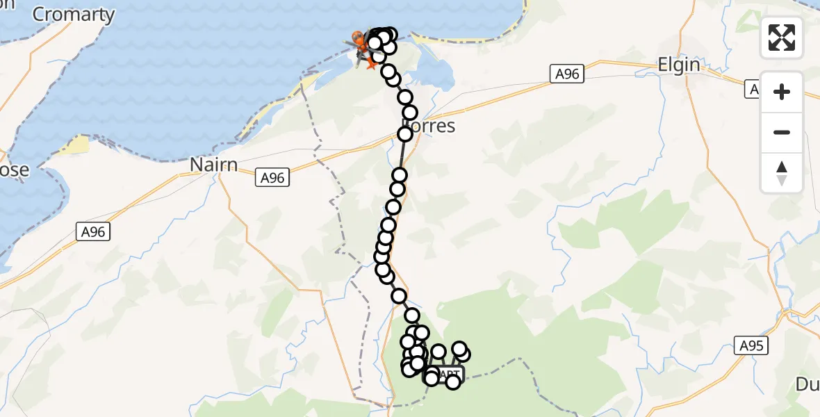 Flight route Coastguard Helicopter Glenmore - Buckie Loch, 06 September 2026, 20:36