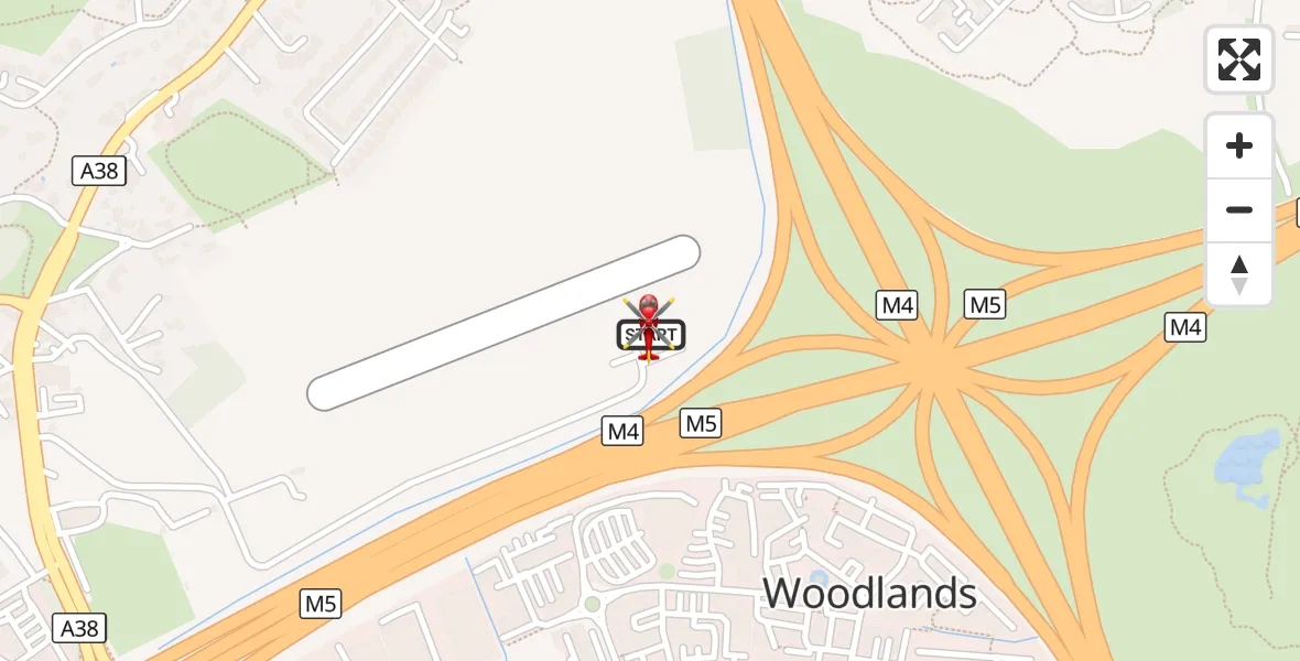 Flight route Air Ambulance Helicopter Almondsbury Helicopter Base - Almondsbury Helicopter Base, 07 September 2026, 08:30