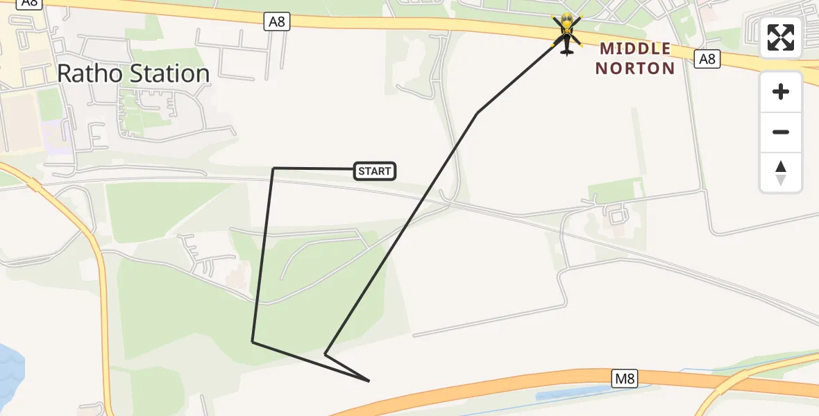 Flight route Police Helicopter Ratho Station - Ratho Station, 07 September 2026, 09:20