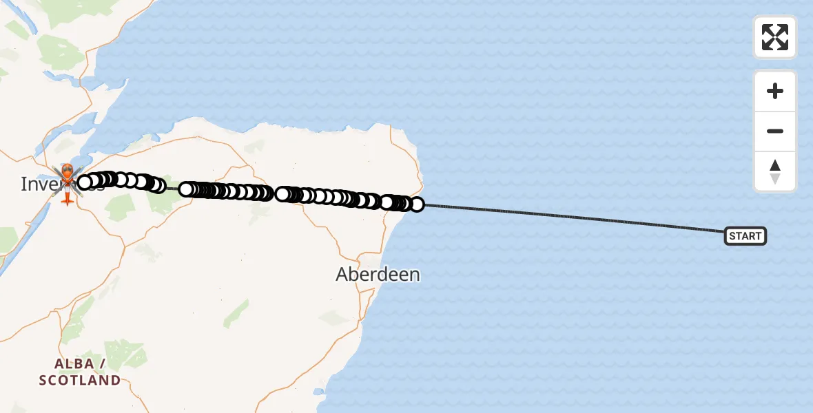 Flight route Coastguard Helicopter North Sea - Inverness, 07 September 2026, 10:23