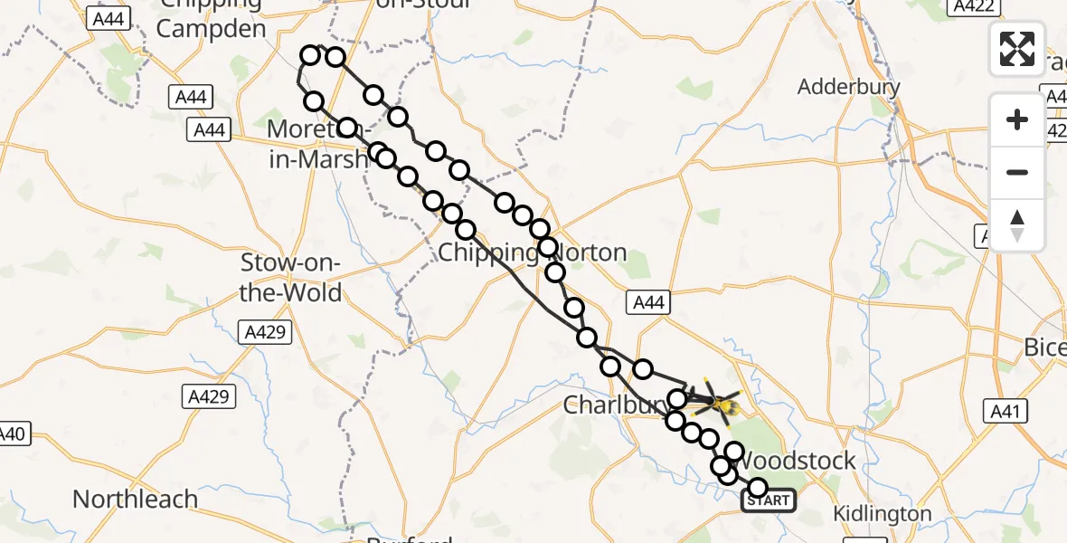 Flight route Police Helicopter West Oxfordshire - West Oxfordshire, 07 September 2026, 12:54