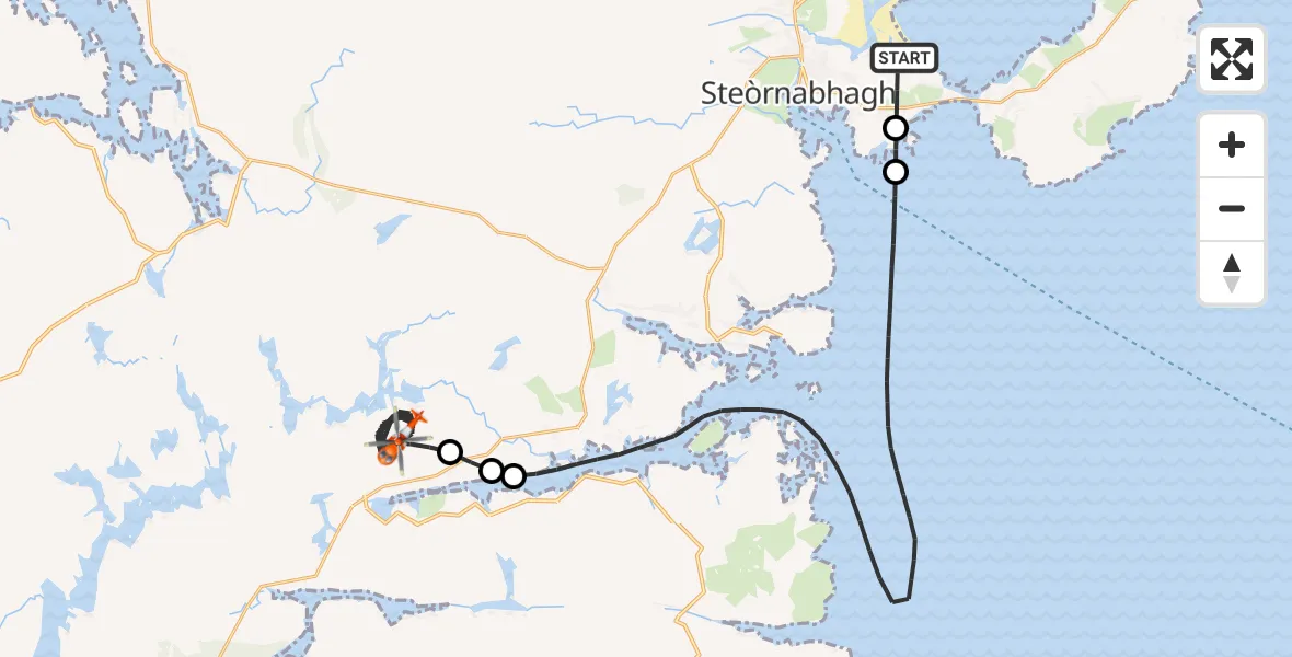 Flight route Coastguard Helicopter Stornoway Airport - Baile Ailein, 07 September 2026, 13:52