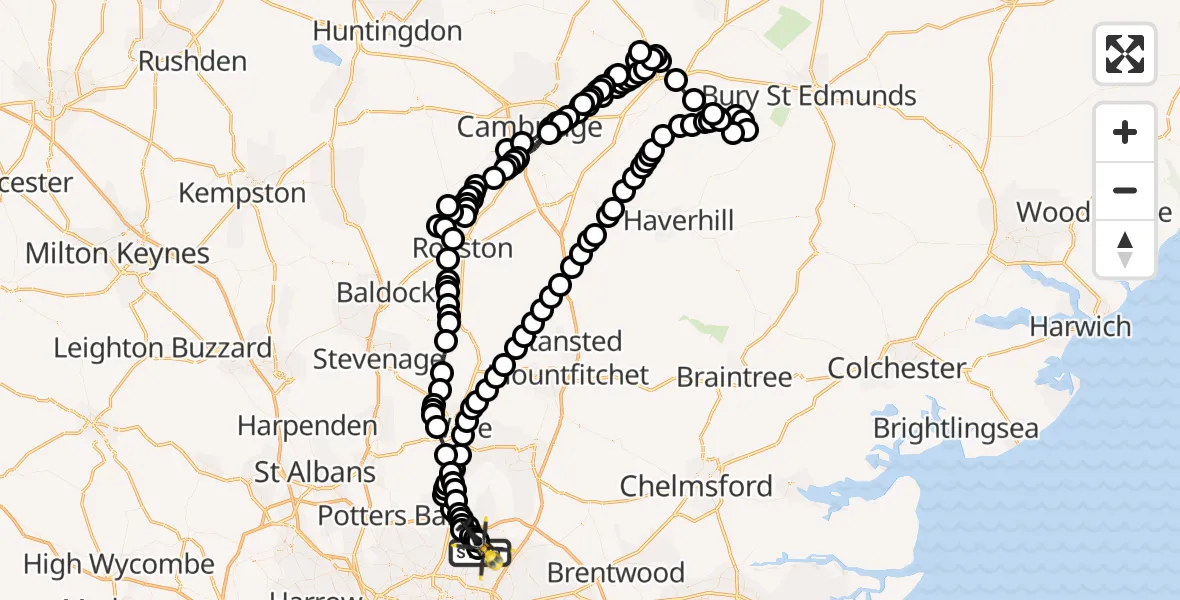 Flight route Police Helicopter Metropolitan Police Air Support Unit Lippitts Hill - Sewardstonebury, 07 September 2026, 14:01