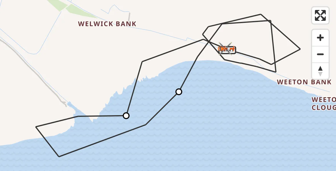 Flight route Coastguard Helicopter Welwick - Welwick, 07 September 2026, 14:09