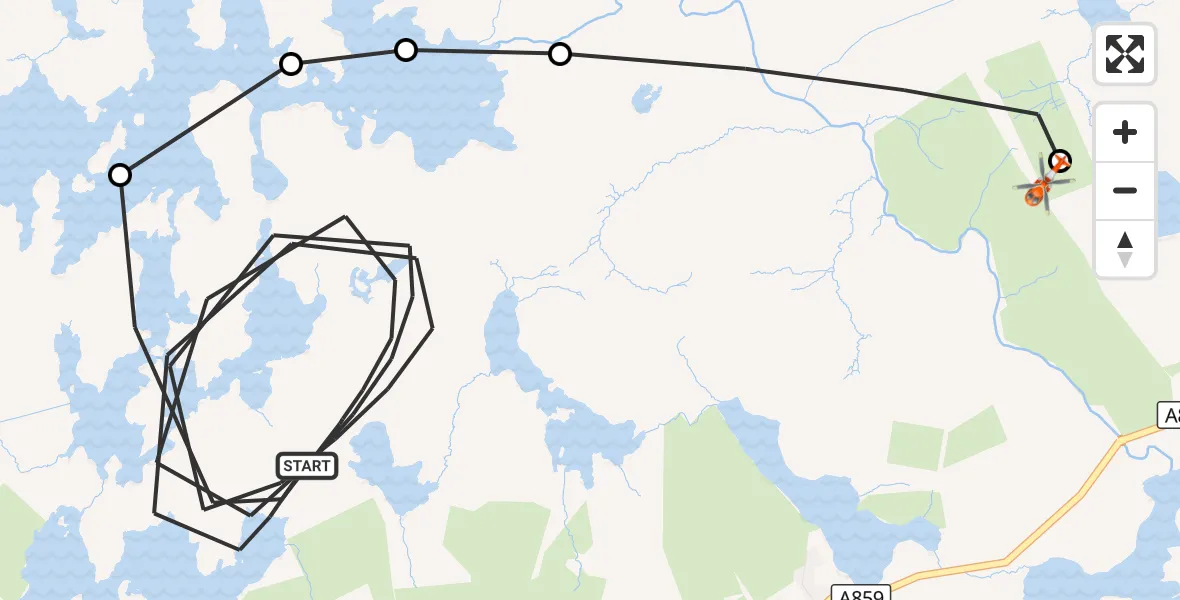 Flight route Coastguard Helicopter Baile Ailein - Lacasaigh, 07 September 2026, 14:34