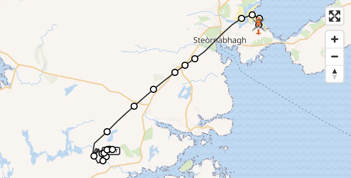 Flight route Coastguard Helicopter Lacasaigh - Stornoway Airport, 07 September 2026, 14:49