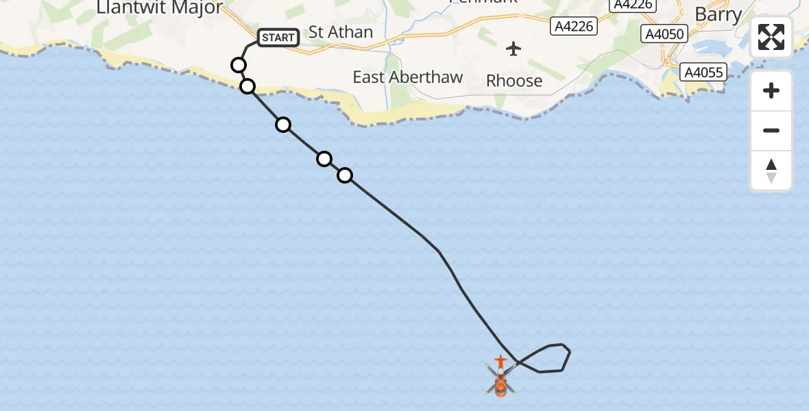 Flight route Coastguard Helicopter MOD St Athan - Bristol Channel, 07 September 2026, 19:24