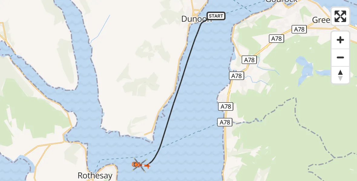 Flight route Coastguard Helicopter Inner Seas - Inner Seas, 07 September 2026, 19:35