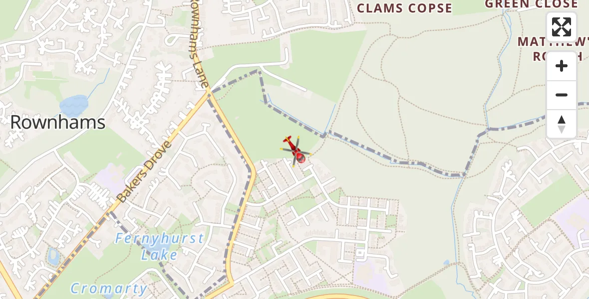 Flight route Air Ambulance Helicopter Lordshill - Lordshill, 07 September 2026, 22:36