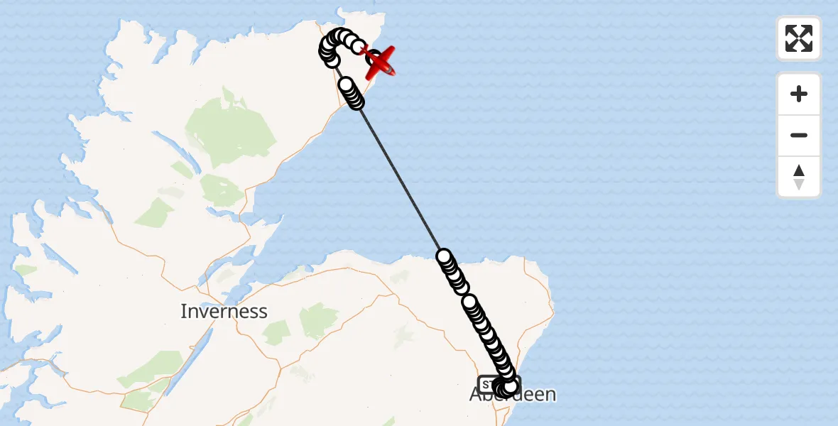 Flight route Air Ambulance Aircraft Aberdeen International Airport - Wick John O'Groats Airport, 08 September 2026, 00:20