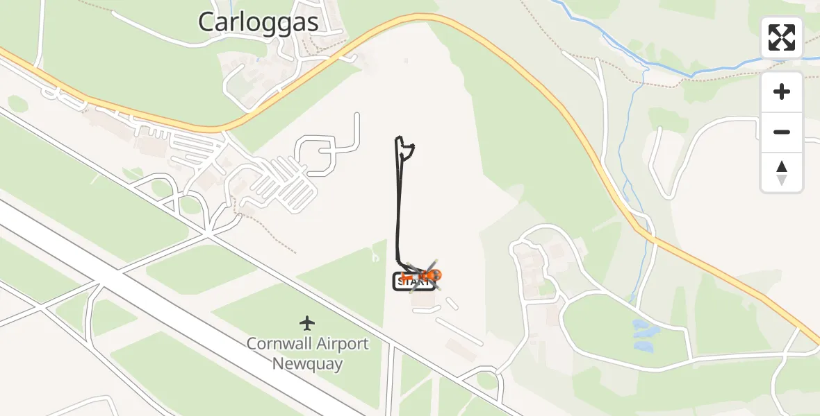 Flight route Coastguard Helicopter Cornwall Airport Newquay - Cornwall Airport Newquay, 08 September 2026, 07:45