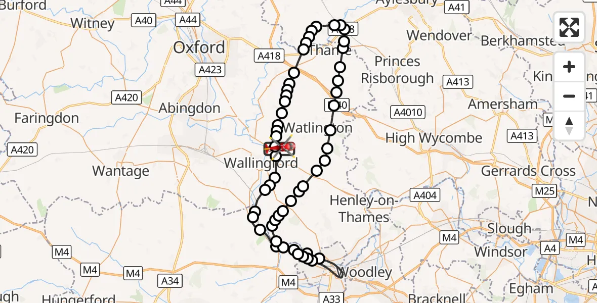 Flight route Air Ambulance Helicopter RAF Benson - RAF Benson, 08 September 2026, 13:17