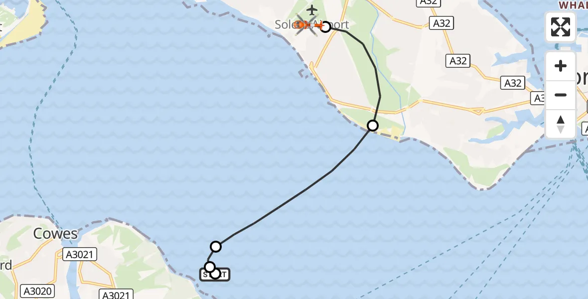 Flight route Coastguard Helicopter Wootton Bridge - Solent Airport, 08 September 2026, 15:04