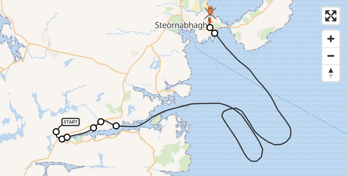Flight route Coastguard Helicopter Baile Ailein - Stornoway Airport, 08 September 2026, 15:06