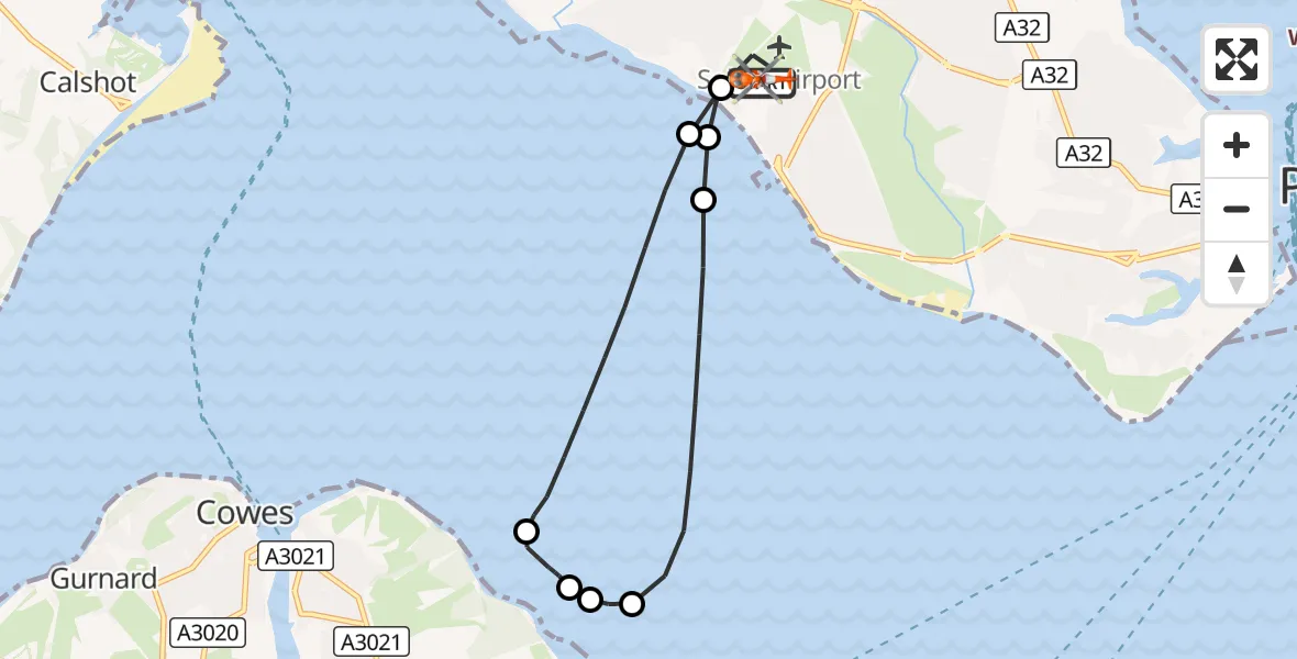 Flight route Coastguard Helicopter Solent Airport - Solent Airport, 08 September 2026, 15:22