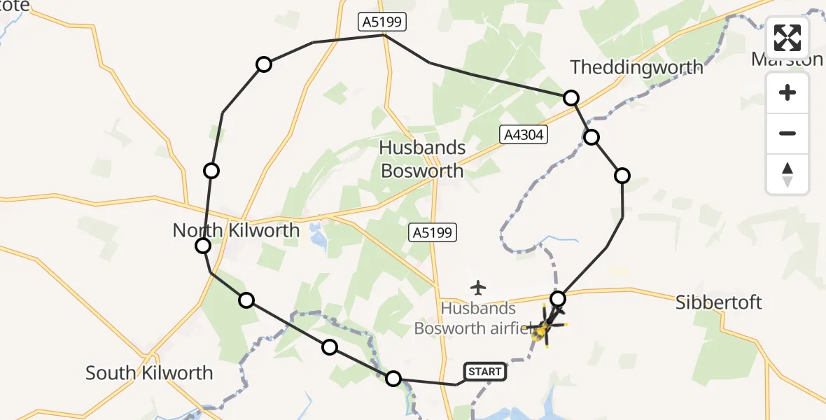 Flight route Police Helicopter Harborough - Harborough, 08 September 2026, 18:37