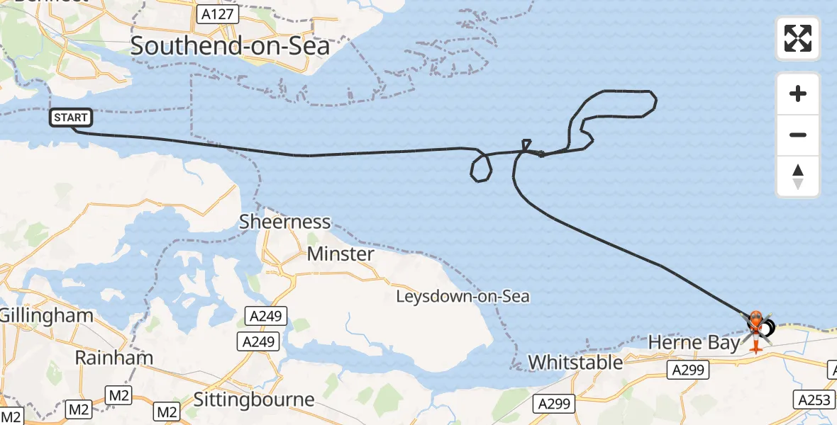 Flight route Coastguard Helicopter North Sea - Hillborough, 08 September 2026, 19:34