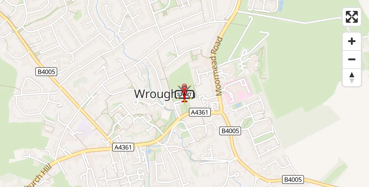 Flight route Air Ambulance Helicopter Wroughton - Wroughton, 08 September 2026, 19:58