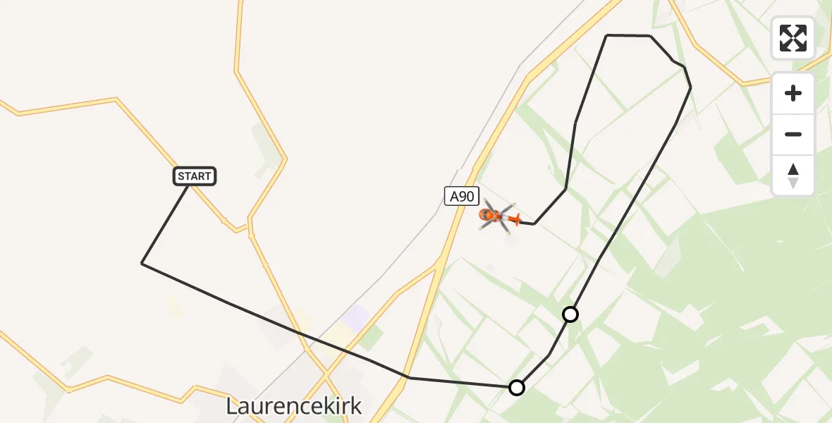 Flight route Coastguard Helicopter Laurencekirk - Laurencekirk, 09 September 2026, 03:02