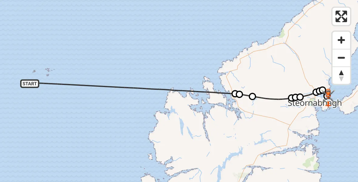 Flight route Coastguard Helicopter North Atlantic Ocean - Stornoway Airport, 09 September 2026, 12:34