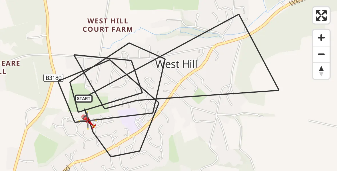 Flight route Air Ambulance Helicopter West Hill - West Hill, 09 September 2026, 12:40
