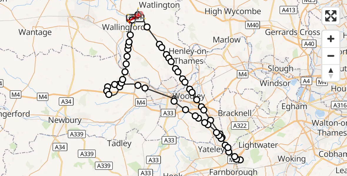 Flight route Air Ambulance Helicopter RAF Benson - RAF Benson, 09 September 2026, 14:33
