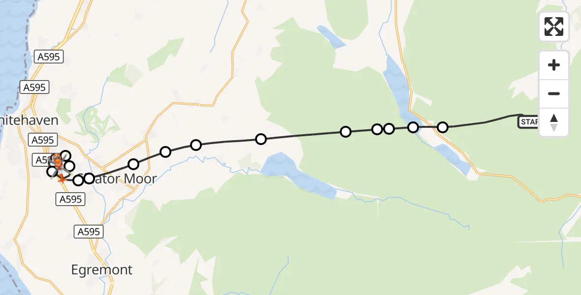 Flight route Coastguard Helicopter Above Derwent - Whitehaven, 09 September 2026, 16:51