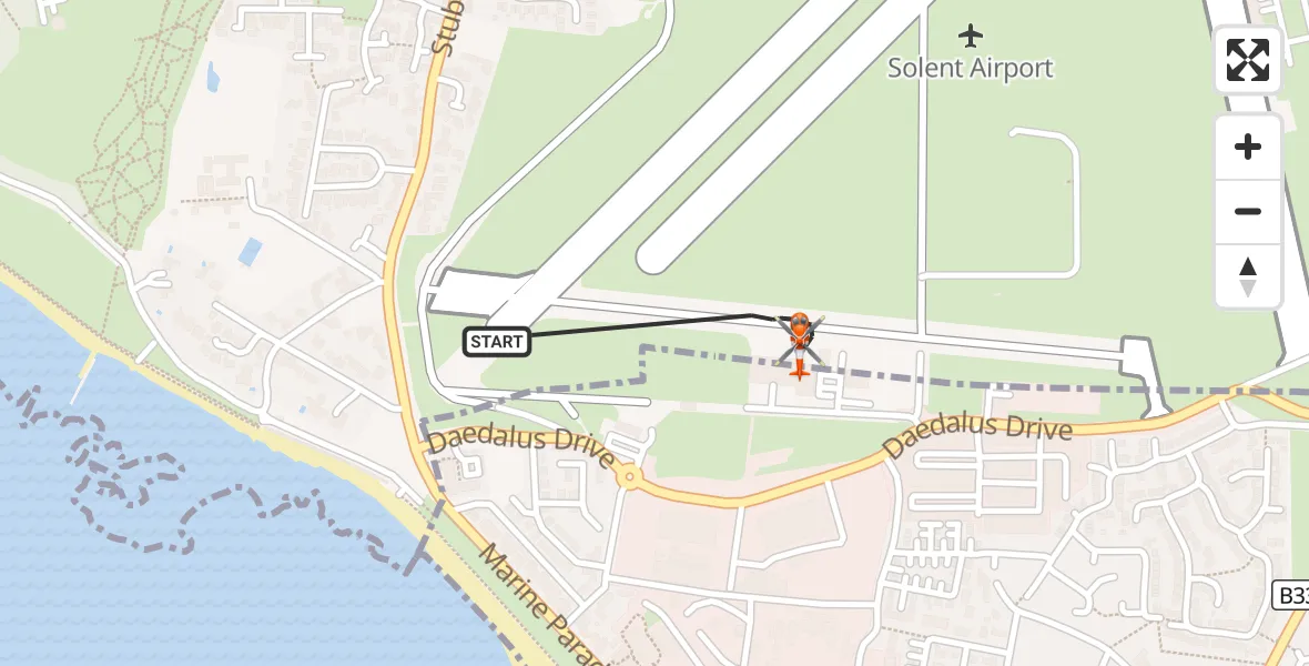 Flight route Coastguard Helicopter Solent Airport - Solent Airport, 09 September 2026, 20:26