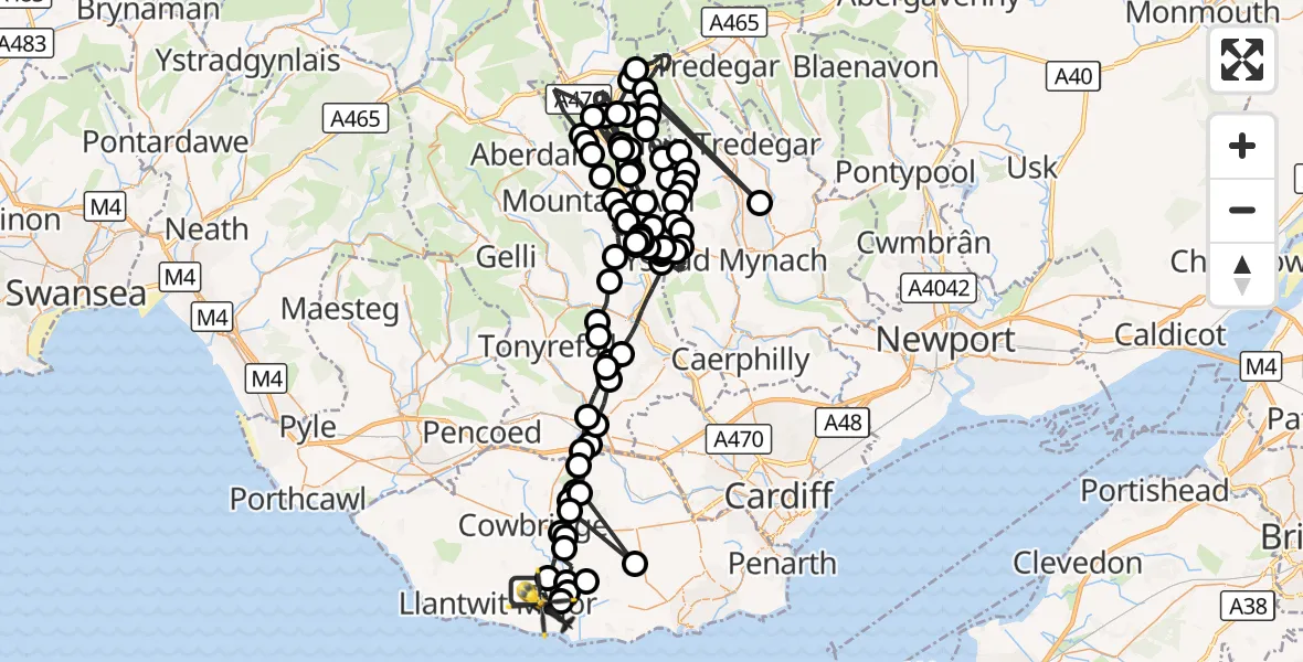 Flight route Police Helicopter MOD St Athan - MOD St Athan, 09 September 2026, 23:31