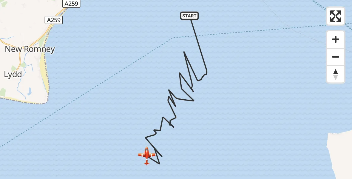 Flight route Coastguard Drone English Channel - English Channel, 10 September 2026, 02:02