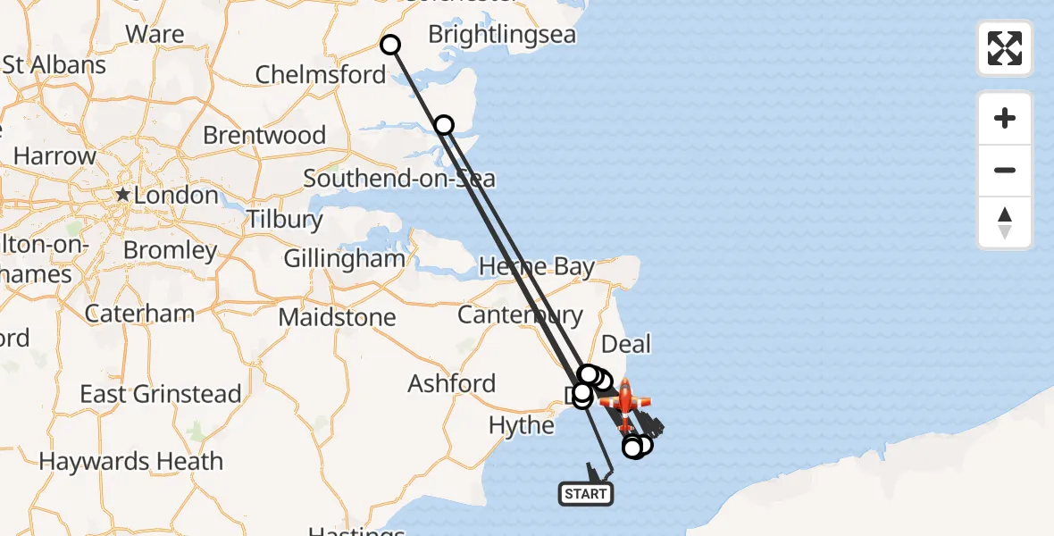 Flight route Coastguard Drone English Channel - English Channel, 10 September 2026, 04:24