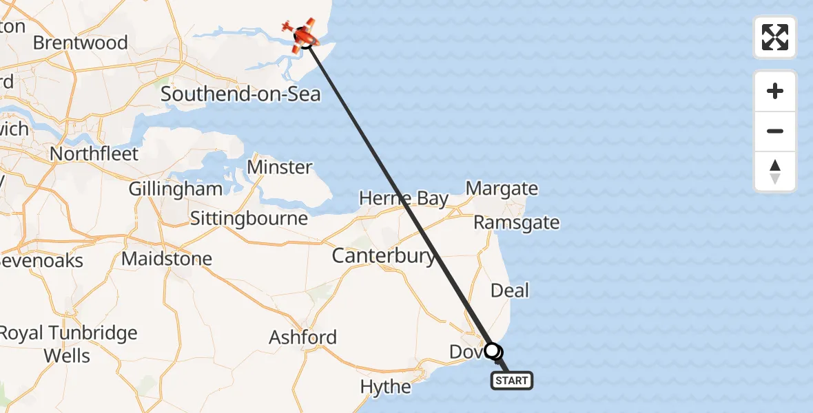 Flight route Coastguard Drone English Channel - Burnham-on-Crouch, 10 September 2026, 04:53