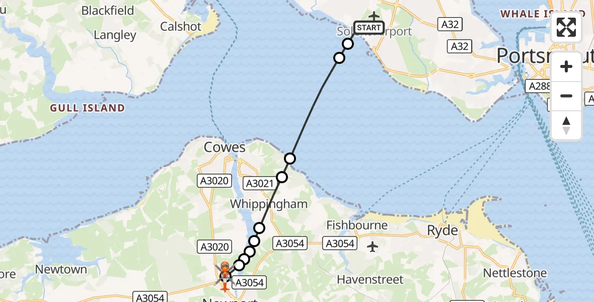 Flight route Coastguard Helicopter Solent Airport - St Marys Hospital Isle Of Wight, 10 September 2026, 05:20
