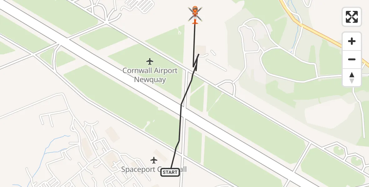 Flight route Coastguard Helicopter Cornwall Airport Newquay - Cornwall Airport Newquay, 10 September 2026, 07:30