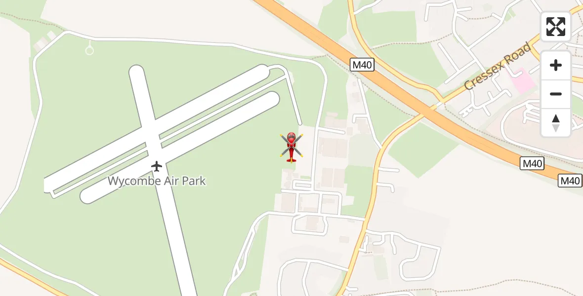 Flight route Air Ambulance Helicopter Wycombe Air Park - Wycombe Air Park, 10 September 2026, 11:52