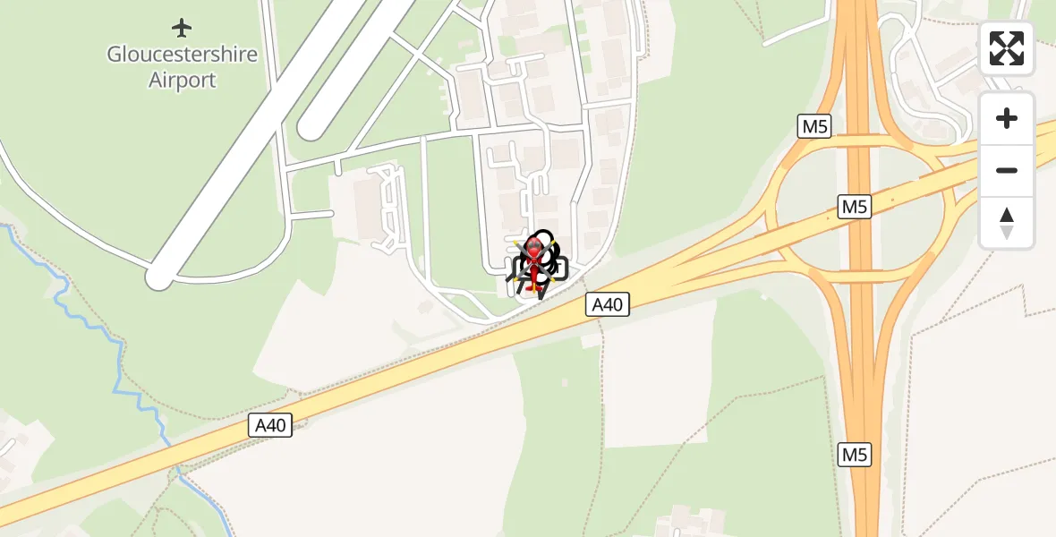 Flight route Air Ambulance Helicopter Gloucestershire Airport - Tewkesbury, 10 September 2026, 13:43