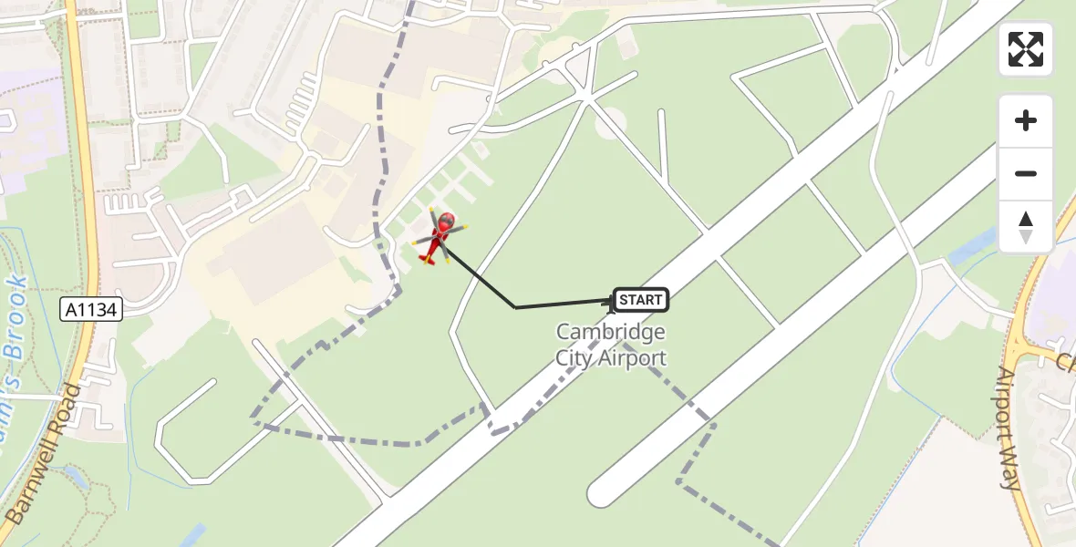 Flight route Air Ambulance Helicopter Cambridge City Airport - Cambridge City Airport, 10 September 2026, 15:03