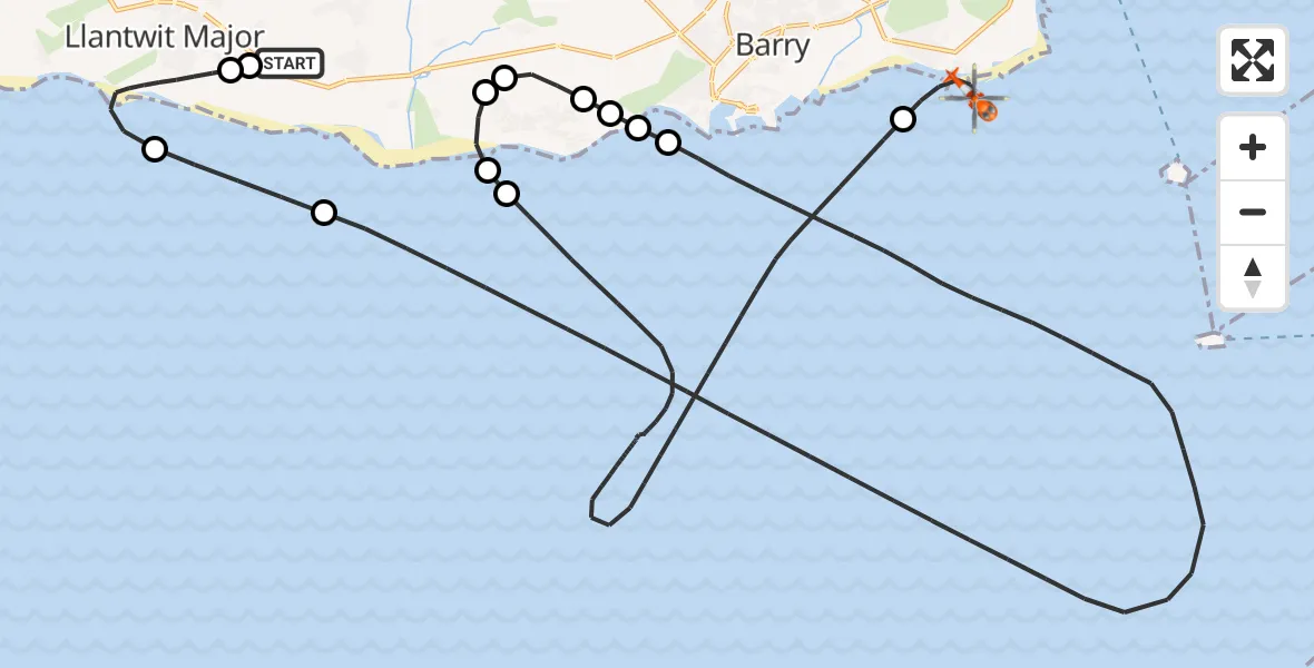Flight route Coastguard Helicopter MOD St Athan - Sully, 10 September 2026, 18:51