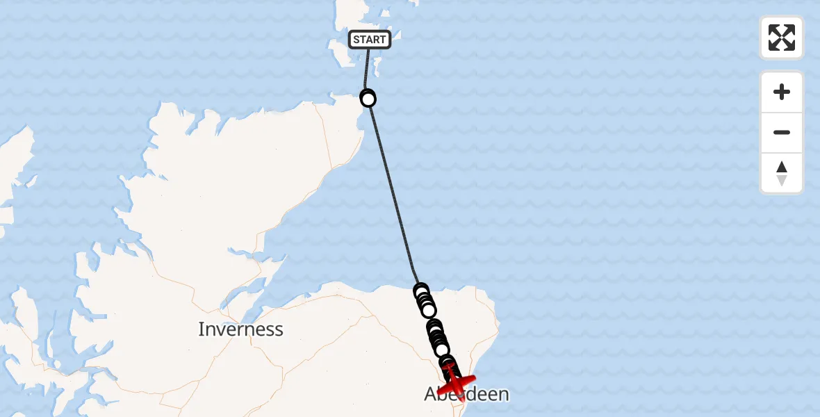 Flight route Air Ambulance Aircraft North Atlantic Ocean - Aberdeen International Airport, 10 September 2026, 20:41