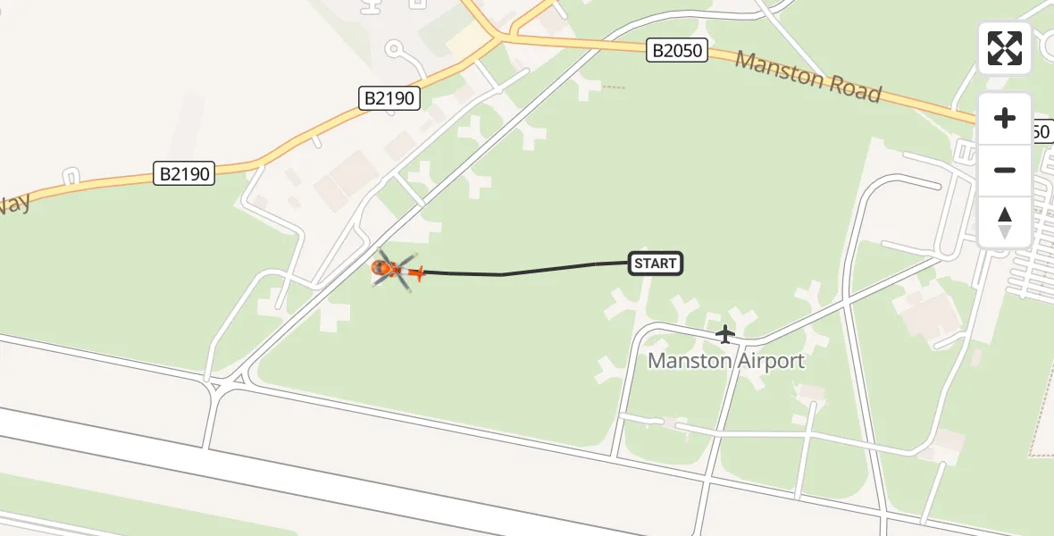 Flight route Coastguard Helicopter Manston Airport - Manston Airport, 10 September 2026, 21:43