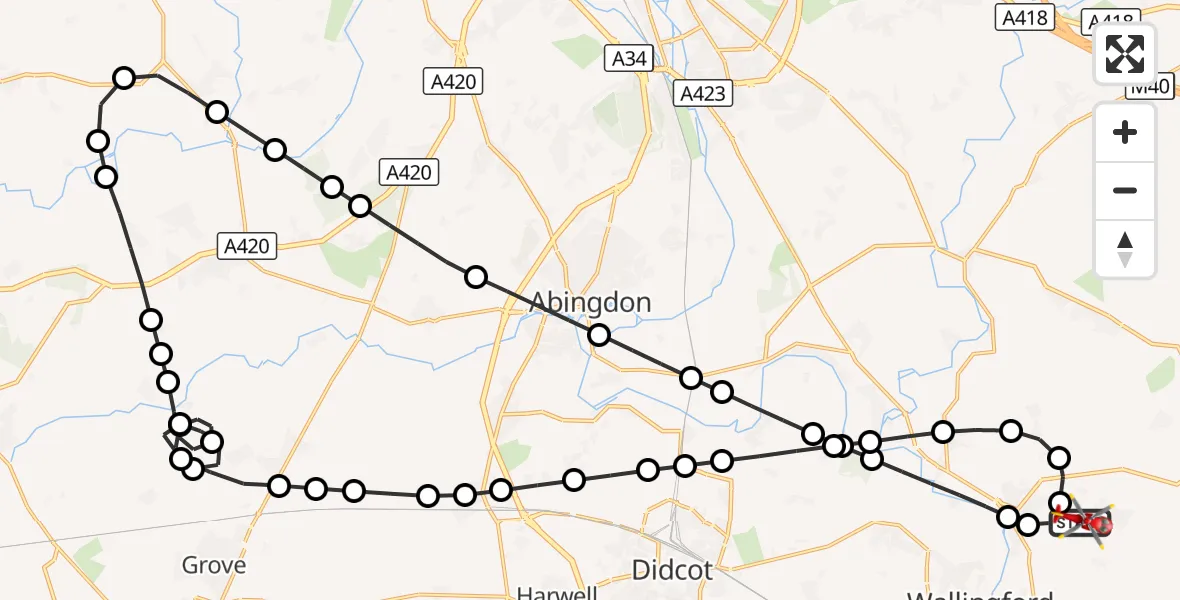 Flight route Air Ambulance Helicopter RAF Benson - RAF Benson, 11 September 2026, 08:41