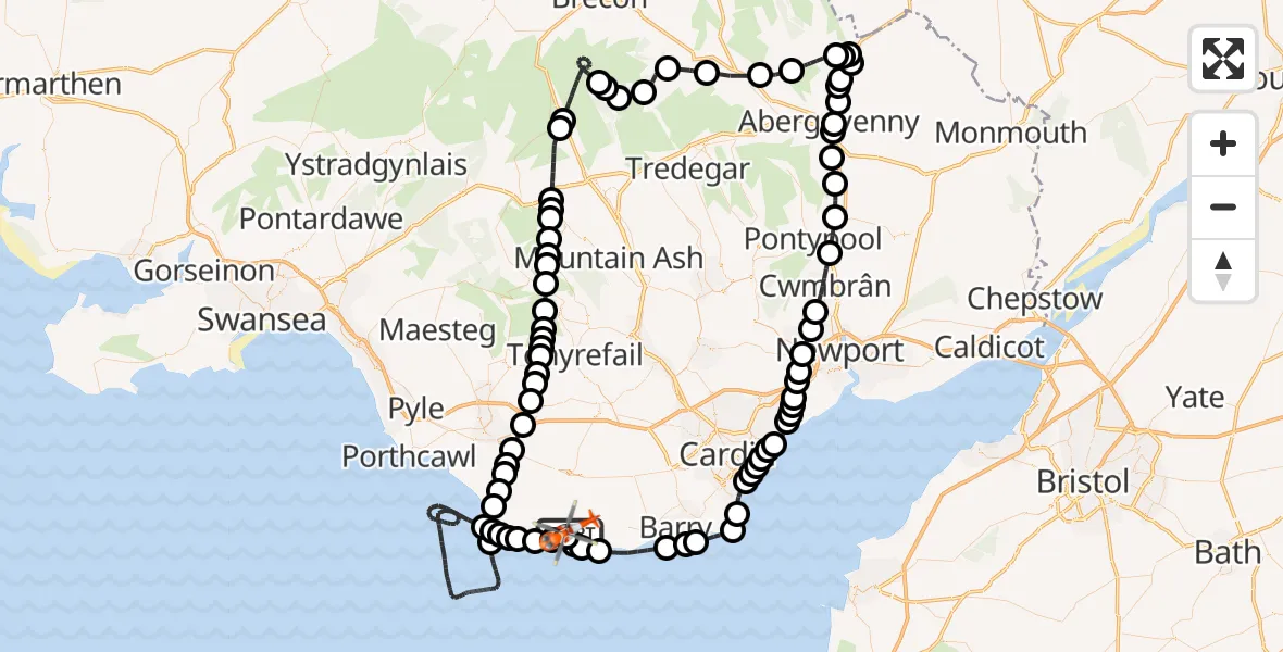 Flight route Coastguard Helicopter MOD St Athan - MOD St Athan, 11 September 2026, 18:36
