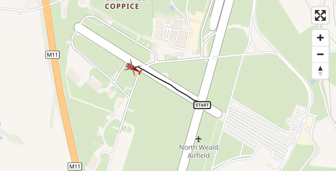 Flight route Air Ambulance Helicopter North Weald Airfield - North Weald Airfield, 11 September 2026, 19:17