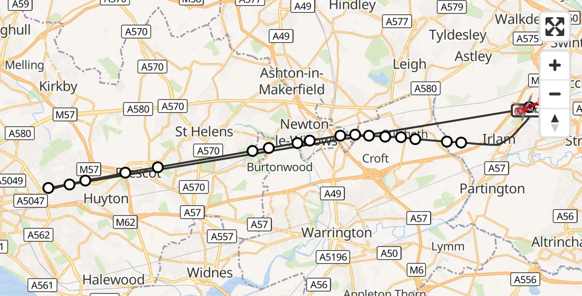Flight route Air Ambulance Helicopter Manchester Barton Aerodrome - Manchester Barton Aerodrome, 12 September 2026, 09:52