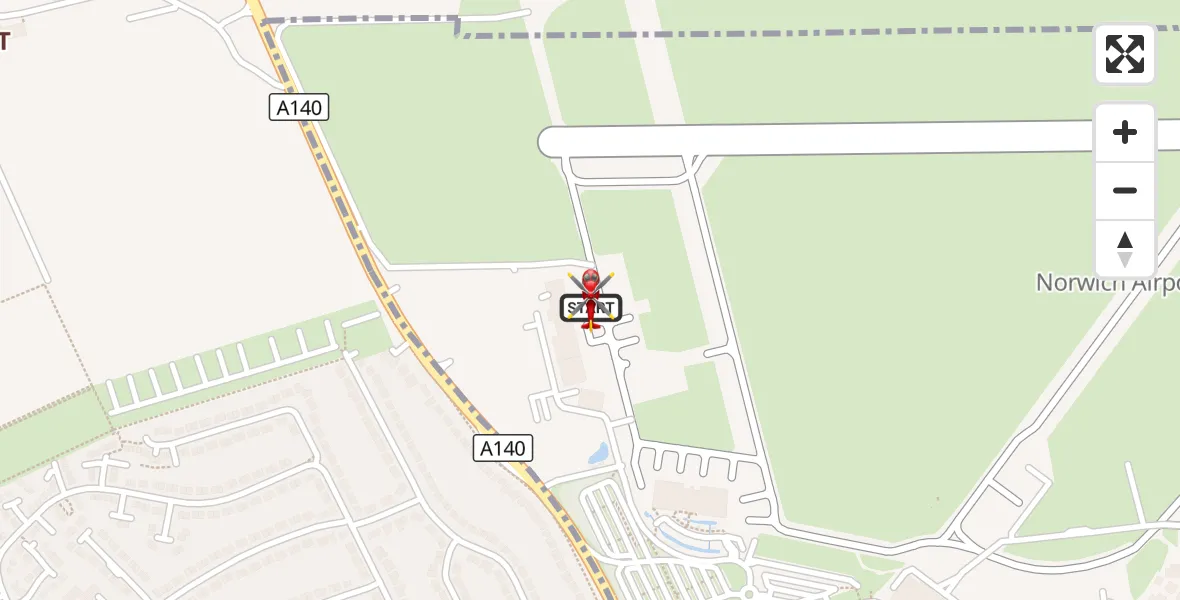 Flight route Air Ambulance Helicopter Norwich Airport - Norwich Airport, 12 September 2026, 14:48
